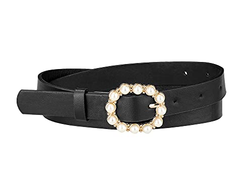 Allegra K Damen Perlen Leder Verstellbarer Dornschließe Gürtel Schwarz 75-90cm/29.53"-35.43" Allegra K Damen Perlen Leder Verstellbarer Dornschließe Gürtel Schwarz 75-90cm/29.53"-35.43" von Allegra K