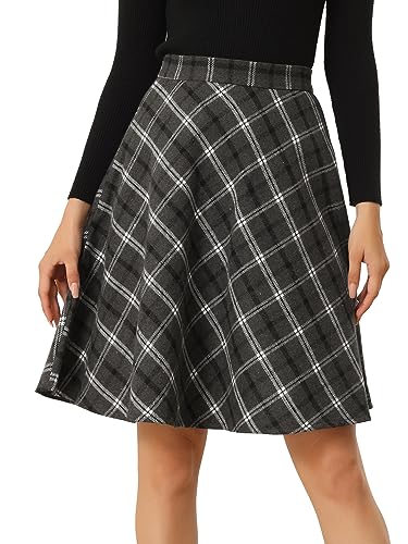 Allegra K Damen Ostern Plaids Vintage Tartan Elastische Taille Knielang A-Linie Rock, grau dunkel, Klein Allegra K Damen Ostern Plaids Vintage Tartan Elastische Taille Knielang A-Linie Rock, grau dunkel, Klein von Allegra K