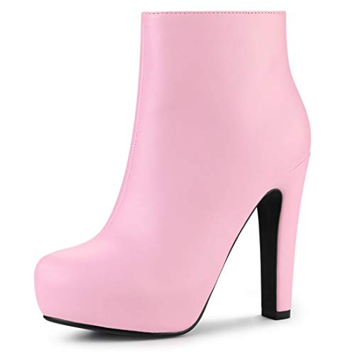 Allegra K Damen Plateau Chunky Heel Stiefeletten, Pink, 41 EU von Allegra K