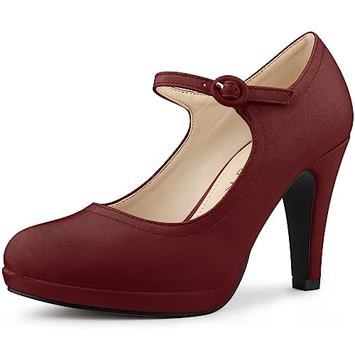 Allegra K Damen Plateau Runde Zehe Knöchelriemen Mary Jane Schuhe Pumps Stiletto Absatz Pumps, Burgunder, 38 EU Allegra K Damen Plateau Runde Zehe Knöchelriemen Mary Jane Schuhe Pumps Stiletto Absatz Pumps, Burgunder, 38 EU von Allegra K