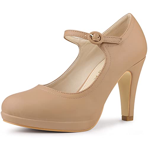 Allegra K Damen Plateau Runde Zehen Knöchelriemen Mary Jane Schuhe Pumps Stiletto Absatz Pumps, nude, 37.5 EU Allegra K Damen Plateau Runde Zehen Knöchelriemen Mary Jane Schuhe Pumps Stiletto Absatz Pumps, nude, 37.5 EU von Allegra K