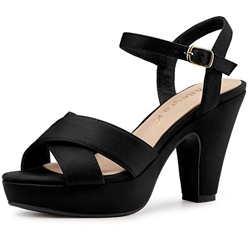 Allegra K Damen Plateau-Sandalen mit klobigem Absatz Schwarz 40 von Allegra K