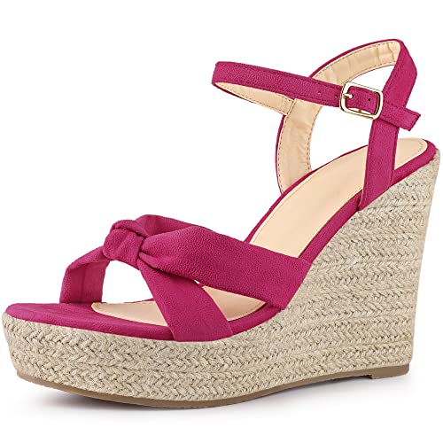 Allegra K Damen Plateau Slingback Espadrille Sandalen mit Keilabsatz Pink 41 von Allegra K