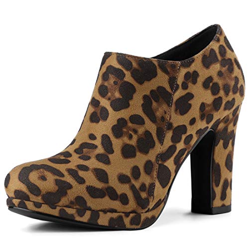 Allegra K Damen-Plateauschuhe mit runder Zehenpartie und klobigem Absatz Leopard 38 von Allegra K