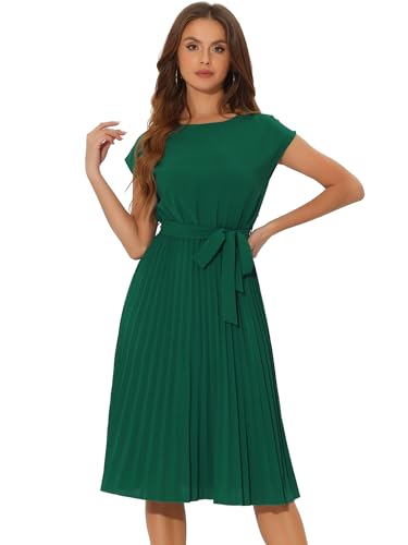 Allegra K Damen-Plisseekleid Mit Rundhalsausschnitt, Ärmellos, A-Linien-Kleid Mit Bindegürtel Grün XS Allegra K Damen-Plisseekleid Mit Rundhalsausschnitt, Ärmellos, A-Linien-Kleid Mit Bindegürtel Grün XS von Allegra K
