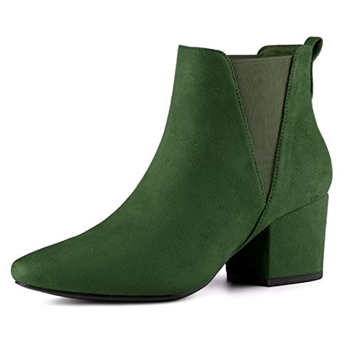 Allegra K Damen-Chelsea-Stiefel mit spitzer Zehenpartie und Blockabsatz Grün 40 von Allegra K