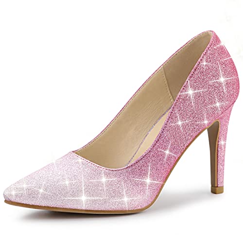 Allegra K Damen Party Glitter Stiletto High Heels Pumps Rosa 40 von Allegra K