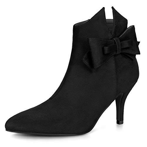 Allegra K Damen-Stiefeletten mit spitzer Zehenpartie und Schleife und Stiletto-Absatz Schwarz 41 von Allegra K