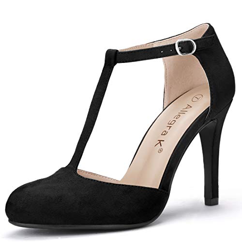 Allegra K Damen Pumps mit Abgerundeter Spitze und Stilettoabsatz mit T-Riemen Schwarz 38 Allegra K Damen Pumps mit Abgerundeter Spitze und Stilettoabsatz mit T-Riemen Schwarz 38 von Allegra K