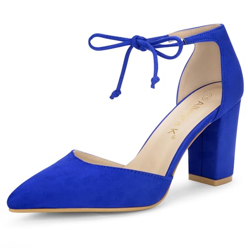 Allegra K Damen-Pumps mit knöchelförmigem Zehenbereich, Tiefes Blau, 39 EU von Allegra K
