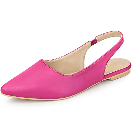 Allegra K Damen Pumps mit spitzer Zehenpartie Flache Slingback-Pumps Pink 37 von Allegra K