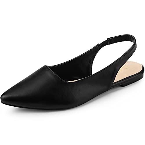 Allegra K Damen Pumps mit spitzer Zehenpartie Flache Slingback-Pumps Schwarz 38 von Allegra K