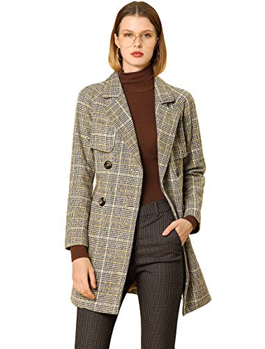 Allegra K Damen Raglanärmel Bindegürtel Karo Trenchcoat Mantel Braun M von Allegra K