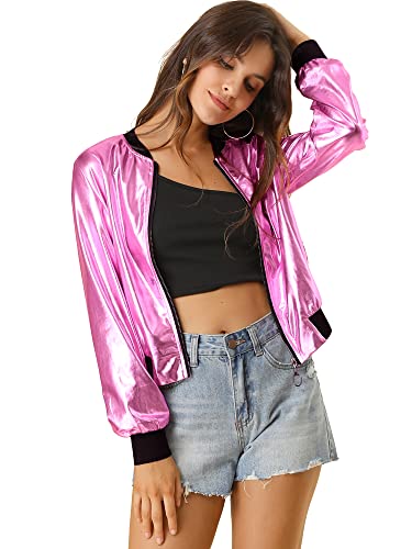 Allegra K Damen Bomberjacke Reißverschluss Langarm Party Leicht Streifen Metallic Jacke Rosas XXL Allegra K Damen Bomberjacke Reißverschluss Langarm Party Leicht Streifen Metallic Jacke Rosas XXL von Allegra K