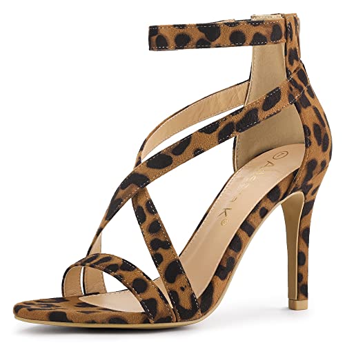 Allegra K Damen Reißverschluss Knöchelriemen Stiletto Absatz Sandalen Leopard 38 von Allegra K