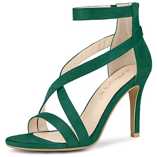 Allegra K Damen Reißverschluss Knöchelriemen Stiletto Absatz Sandalen SmaragdgrüN 39 von Allegra K