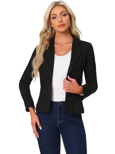 Allegra K Damen Revers Kragen Lässiger Wildlederimitat Jacke Gürtel Jacke Schwarz L von Allegra K