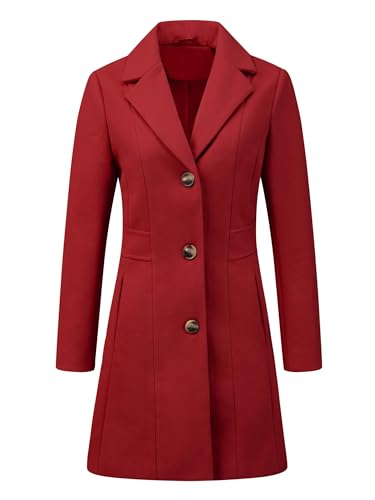 Allegra K Damen Revers Mantel Elegant Einreihige Langarm Arbeit Wintermäntel Rot XS Allegra K Damen Revers Mantel Elegant Einreihige Langarm Arbeit Wintermäntel Rot XS von Allegra K