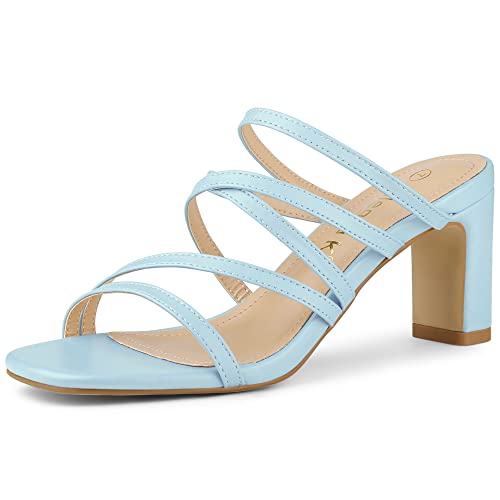 Allegra K Damen Riemchen Block Heels Slide Heel Sandalen Blau 38 von Allegra K