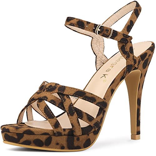 Allegra K Damen-Riemchen-Plateau-Heels Stiletto-Absatz-Sandalen Leopard 40 von Allegra K