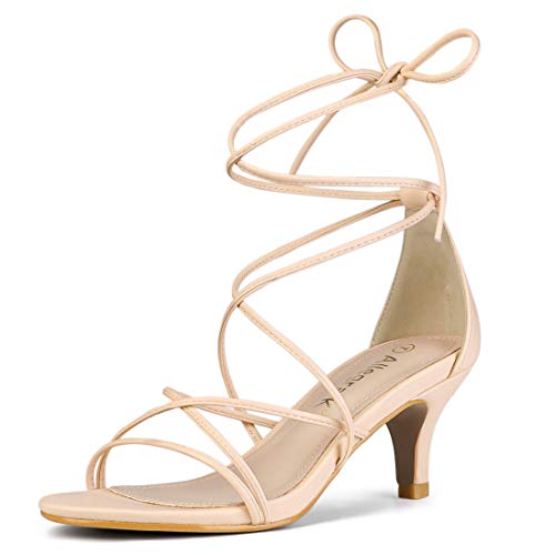Allegra K Damen Riemchen-Sandalen mit Kitten-Absatz zum Schnüren Beige 38 Allegra K Damen Riemchen-Sandalen mit Kitten-Absatz zum Schnüren Beige 38 von Allegra K