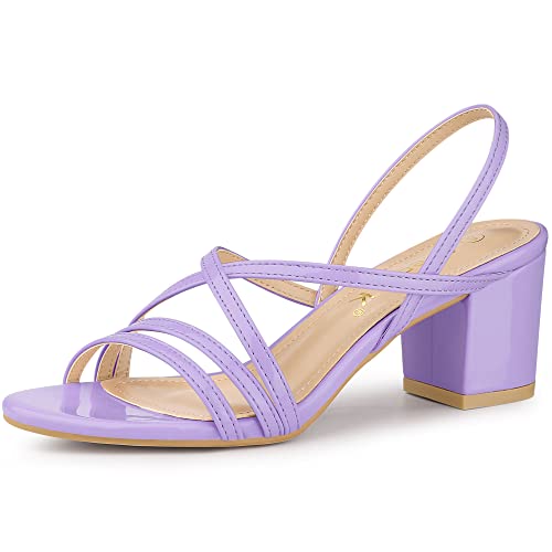 Allegra K Damen Riemchensandalen Slingback Chunky Heels Slide Sandalen, violett, 39 EU von Allegra K