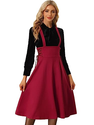 Allegra K Damen Rock Hoher Taille Mittellanger Lace up A-Line Trägerrock Midirock Rot XL Allegra K Damen Rock Hoher Taille Mittellanger Lace up A-Line Trägerrock Midirock Rot XL von Allegra K