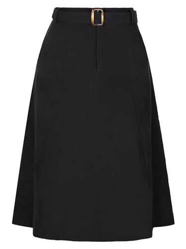 Allegra K Damen Rock mit hoher Taille, elastischer Rücken, A-Linie, Gürtel, Winter, Herbst, Midi, Cord, Schwarz, Klein Allegra K Damen Rock mit hoher Taille, elastischer Rücken, A-Linie, Gürtel, Winter, Herbst, Midi, Cord, Schwarz, Klein von Allegra K