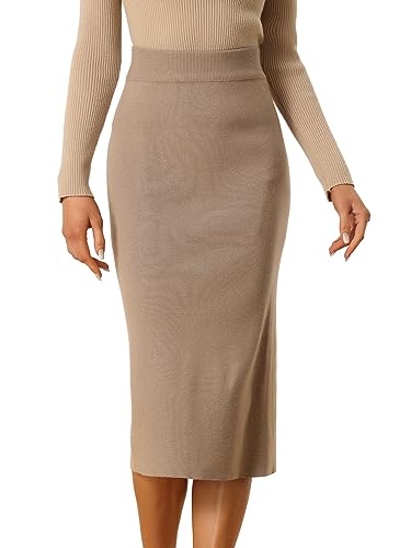 Allegra K Damen Röcke Einfarbig Elegant Midirock Rock Khaki L von Allegra K