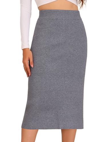Allegra K Damen Röcke Hohe Taille Einfarbig Elegant Midirock Bleistiftrock Hell Grau S Allegra K Damen Röcke Hohe Taille Einfarbig Elegant Midirock Bleistiftrock Hell Grau S von Allegra K