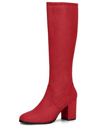 Allegra K Damen Round Toe Reißverschluss Blockabsatz Kniehohe Boots Stiefel Rot 41 Allegra K Damen Round Toe Reißverschluss Blockabsatz Kniehohe Boots Stiefel Rot 41 von Allegra K