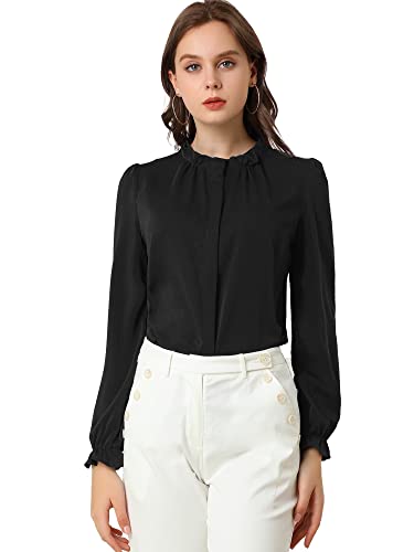 Allegra K Damen Stehkragen Bluse Langarm Chiffon Oberteil Schwarz XS Allegra K Damen Stehkragen Bluse Langarm Chiffon Oberteil Schwarz XS von Allegra K