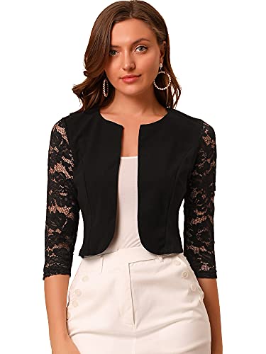Allegra K Damen Festlich Spitze Bolero 3/4 Ärmel Rundhals Durchsichtig Shrug Elegant Jäckchen Schwarz L Allegra K Damen Festlich Spitze Bolero 3/4 Ärmel Rundhals Durchsichtig Shrug Elegant Jäckchen Schwarz L von Allegra K