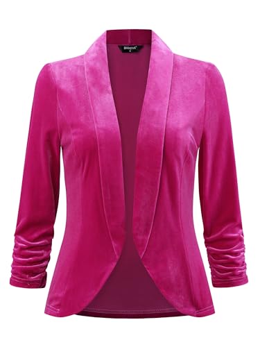 Allegra K Damen Samt Blazer Langarm Reverskragen Vorne Offen Velvet Jacke Heiß Rosa S von Allegra K