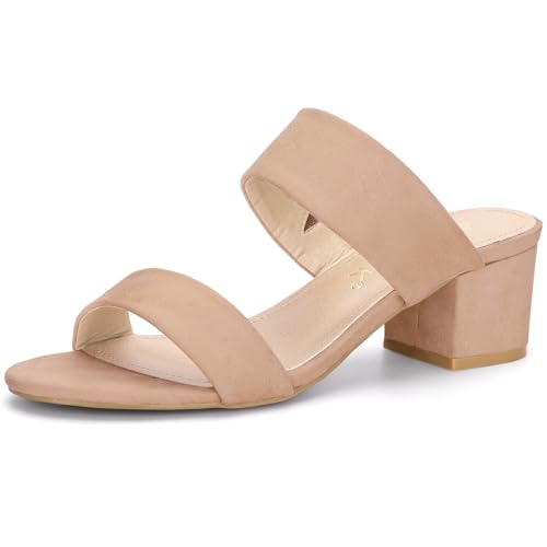 Allegra K Damen-Sandalen mit Blockabsatz und Zwei Riemen Nackt 38 von Allegra K