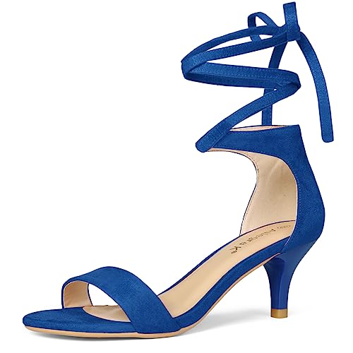 Allegra K Damen-Sandalen mit Kätzchenabsatz zum Schnüren Navy blau 37 von Allegra K