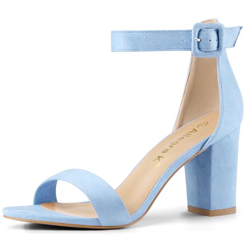 Allegra K Damen High Chunky Heel Schnalle Knöchelriemen Sandalen Himmelblau 38 von Allegra K