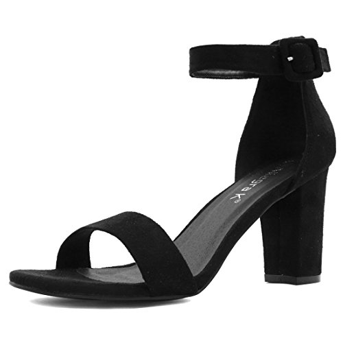 Allegra K Damen-Sandalen mit Knöchelriemchen und kompaktem Absatz., Schwarz - Schwarz - Größe: 37.5 EU von Allegra K
