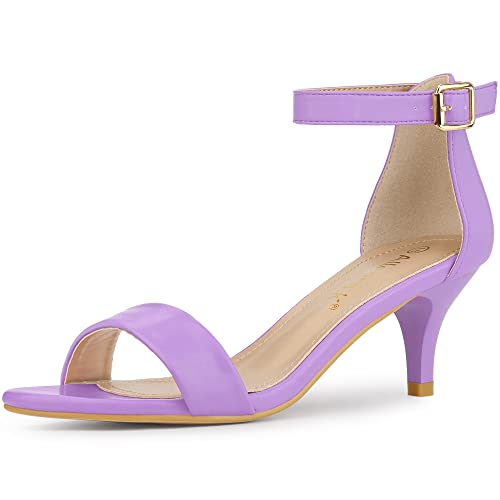 Allegra K Damen Sandalen mit Knöchelriemen und Kätzchenabsatz, violett, 38.5 EU von Allegra K