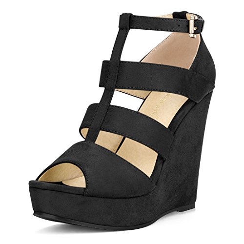 Allegra K Damen Sandalen mit Riemen zum Schnüren mit klobigem Absatz Schwarz 40 von Allegra K