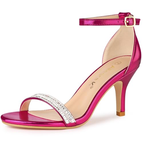 Allegra K Damen-Sandalen mit Stiletto-Absatz und Strasssteinen Pink 41 von Allegra K