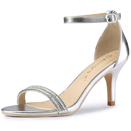 Allegra K Damen-Sandalen mit Stiletto-Absatz und Strasssteinen Silber 38 von Allegra K