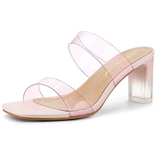 Allegra K Damen-Sandalen mit bunten Riemen, mit breitem Absatz, Pink (rose), 41 EU von Allegra K