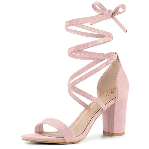 Allegra K Damen-Sandalen mit offenem Zehenbereich, klobig, High Heels, Helles Pink, 39 EU von Allegra K