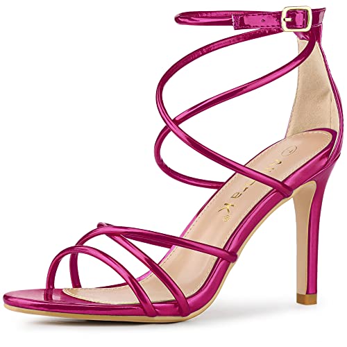 Allegra K Damen Sandalen mit offenem Zehenbereich und Riemchen und Stiletto-Absatz Pink 37 von Allegra K