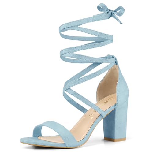 Allegra K Sandalen Zum SchnüRen Damen High Heels Schnürung Himmelblau 37 von Allegra K