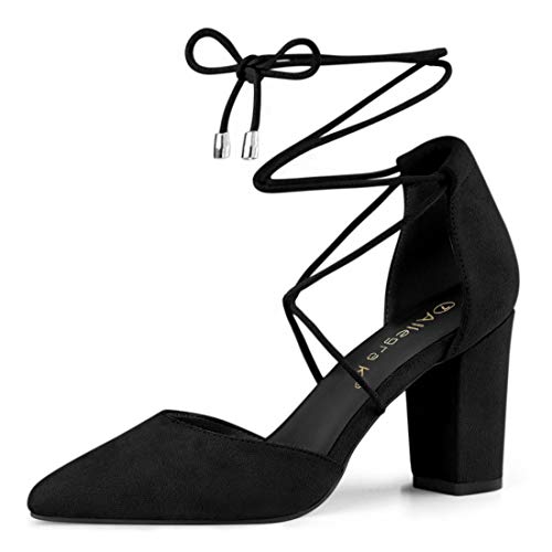 Allegra K Damen Sandalen mit spitzem Absatz und klobigen Absätzen Pumps Schwarz 36 von Allegra K