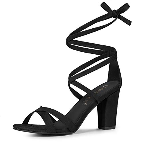 Allegra K Damen Schnürsandalen mit hohem Blockabsatz Schwarz 39 von Allegra K