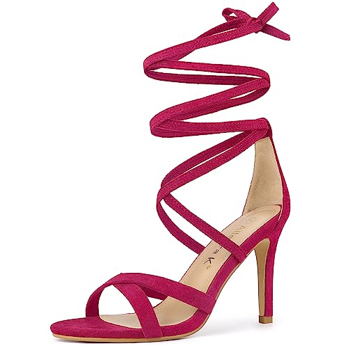 Allegra K Damen Schnürschuhe Stiletto High Heel Sandalen Pink 39 von Allegra K