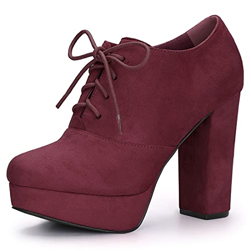 Allegra K Damen-Schnürstiefel mit klobiger Ferse und Plateausohle Burgund 38.5 Allegra K Damen-Schnürstiefel mit klobiger Ferse und Plateausohle Burgund 38.5 von Allegra K